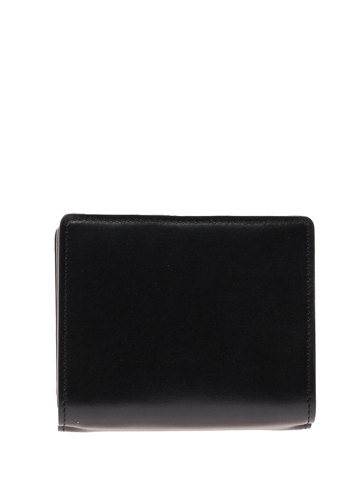 Sense Black Bi-Fold Wallet with Tonal Logo Embroidery in Leather Woman Calf Products