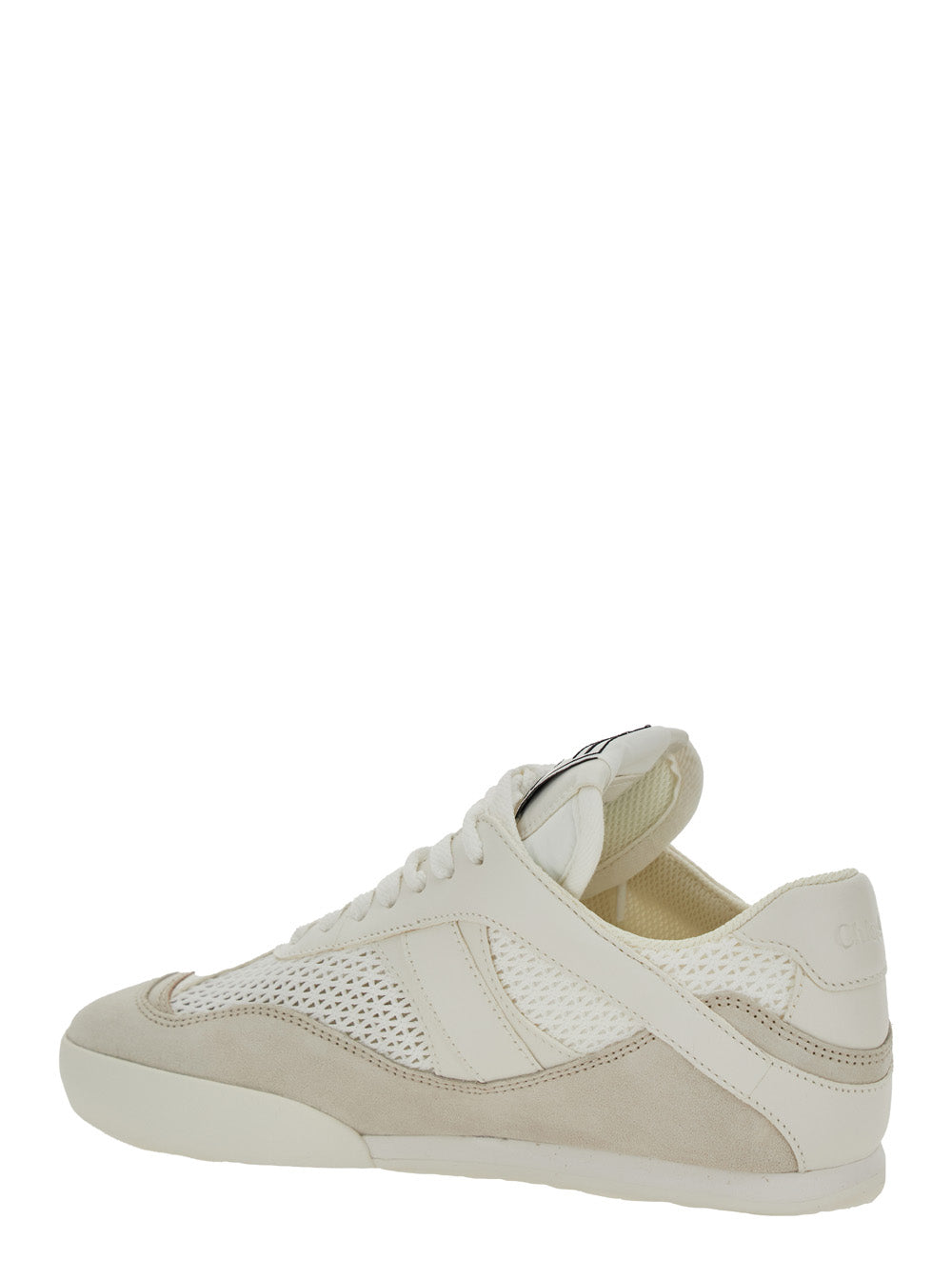 Kick White Sneakers with Logo Patch on the Tongue and Lettering Rear in Fabric Suede Woman Acetate Silk Polyamide