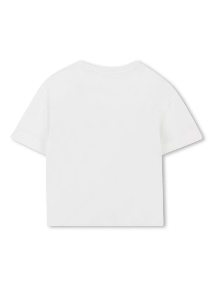 White T-Shirt With Lettering Logo On The Front Cotton Girl Tshirts And Polo Shirts