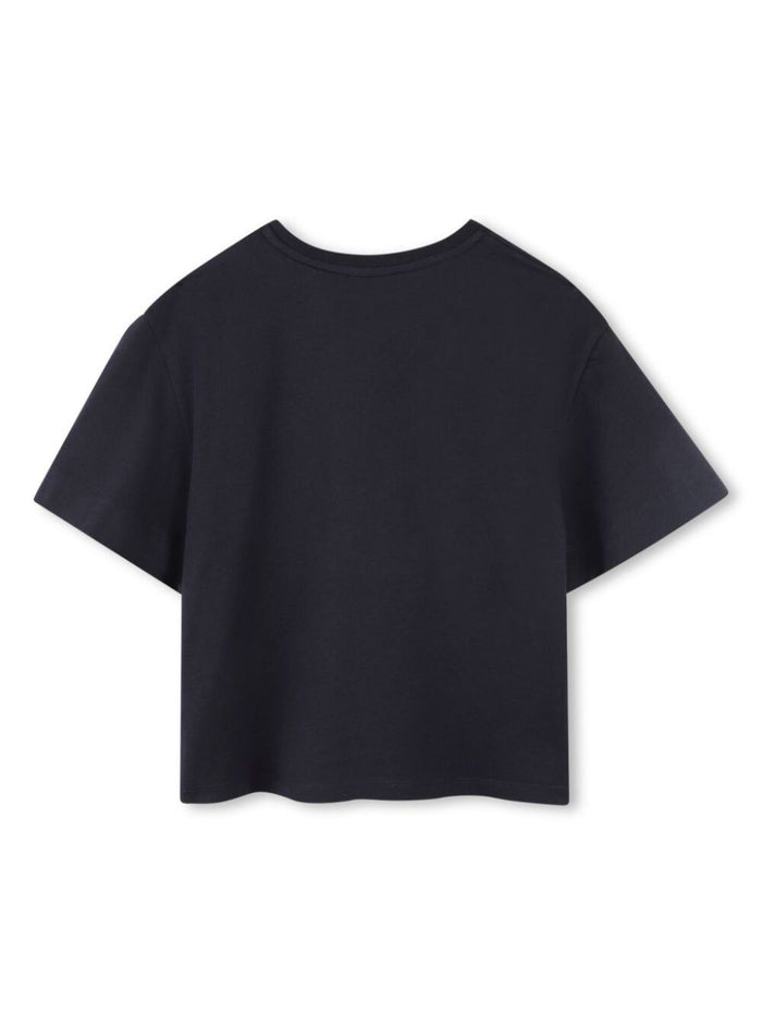 Blue T-Shirt With Lettering Logo On The Front Cotton Girl Blu Tshirts And Polo Shirts