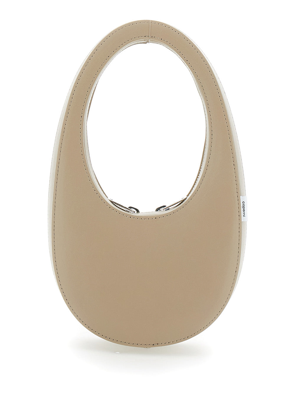 Mini Swipe Beige Handbag With Embossed Logo Denim Woman Leather Hand Bags