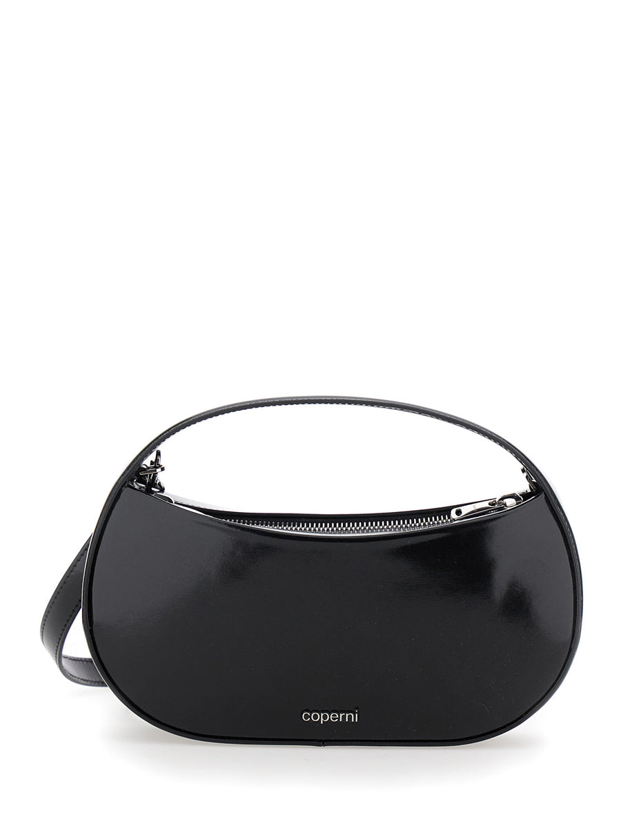 Black Handbag With Logo Detail Calf Handbags