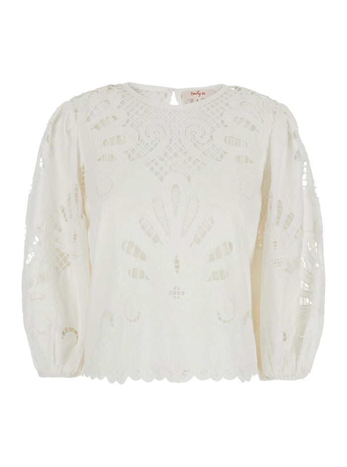 Bali White Blouse With All-Over Embroideries And Semi-Transparent Design Cotton Woman Shirts Blouses