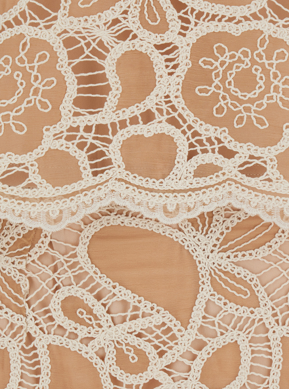 Heloise Beige Sleeveles Ensemble With All-Over Embroidery Lace Woman Suits