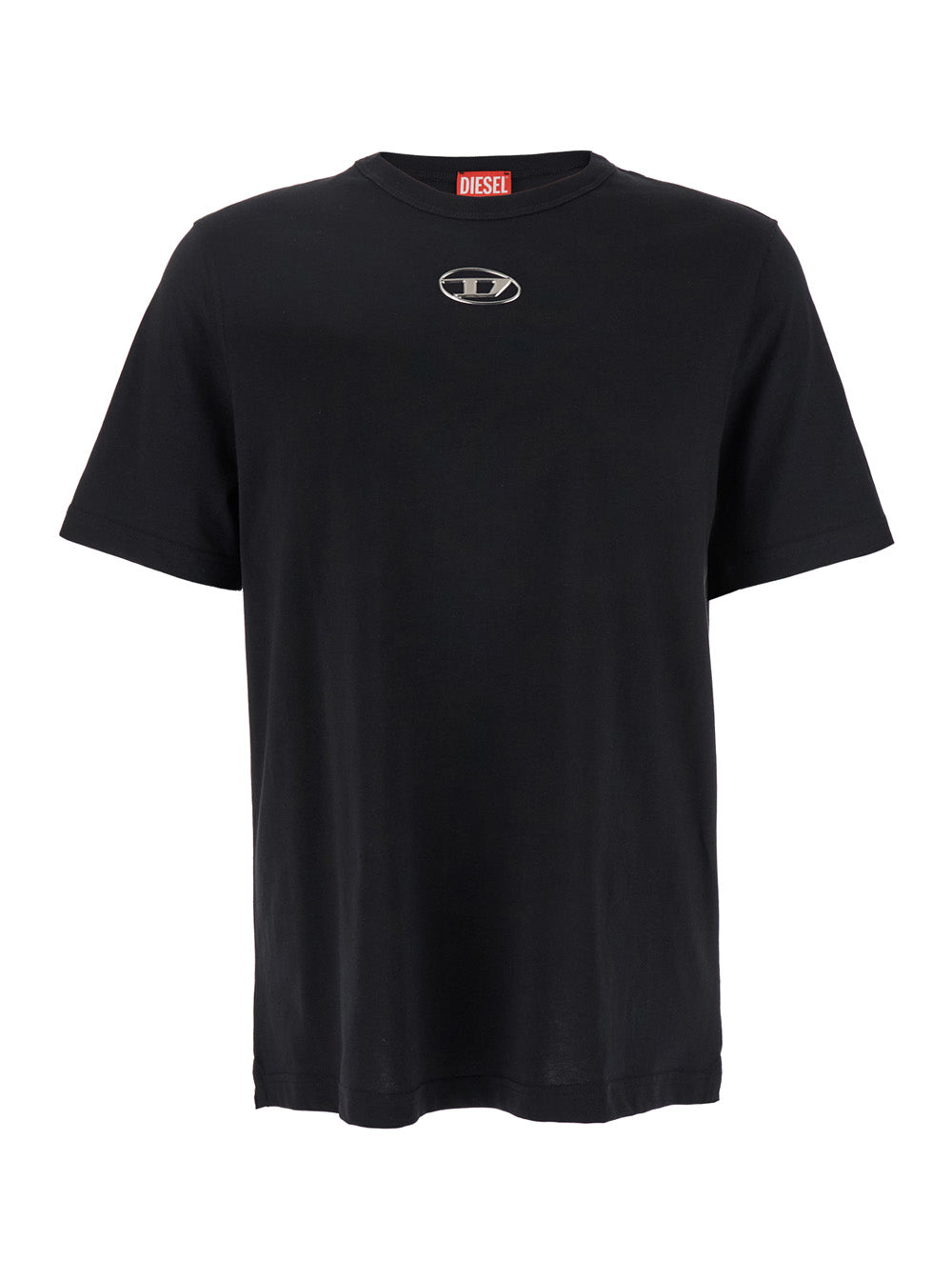 T-Adjust-Od Black T-Shirt With Logo Patch On The Front Cotton Man Tshirts And Polo Shirts