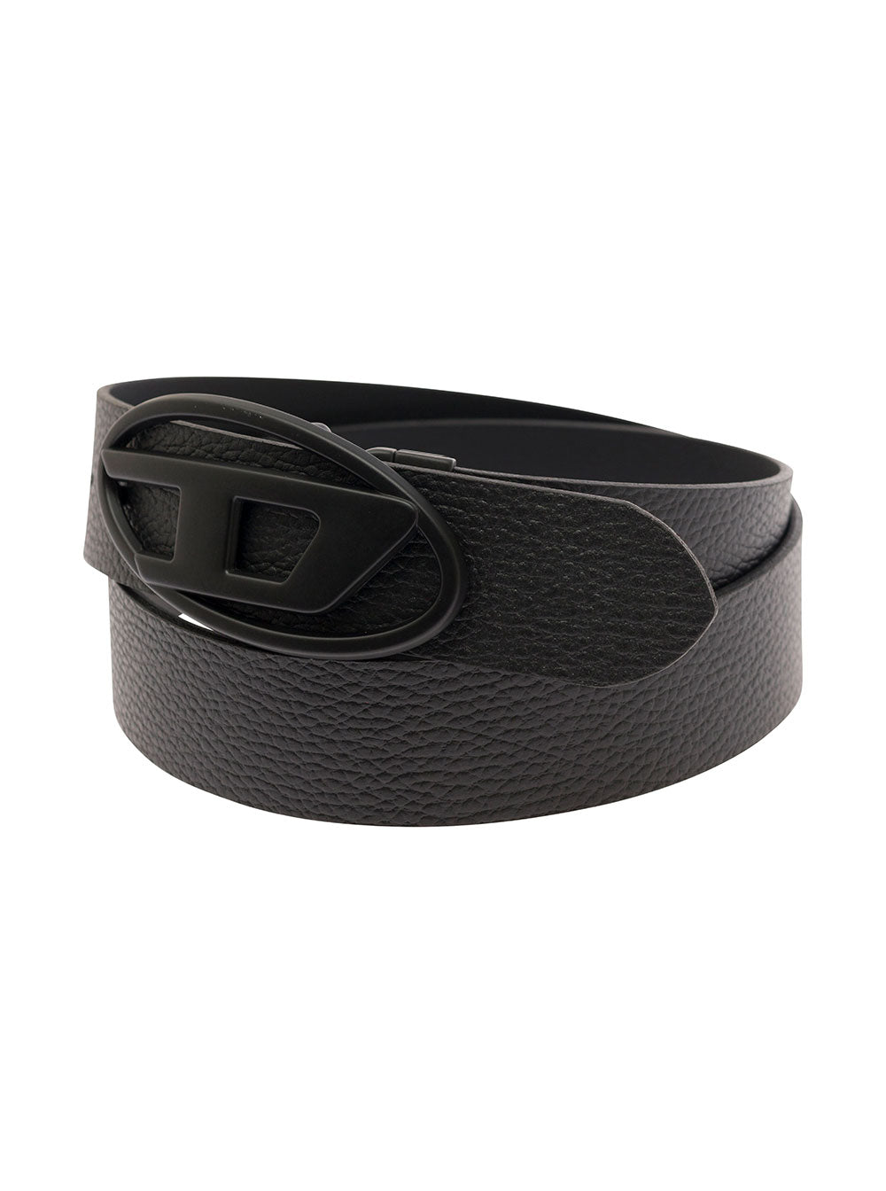 B-1dr Rev Black Reversible Belt With Oval D Buckle Leather Man Pmu