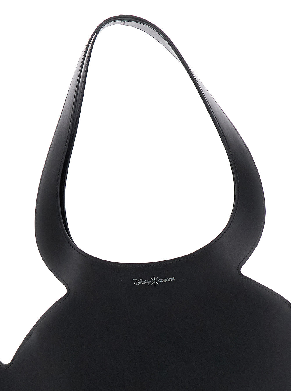 Mickey Black Handbag with Cut-Out Handle and Logo Lettering on the Front in Leather Woman Calf Hand Bags