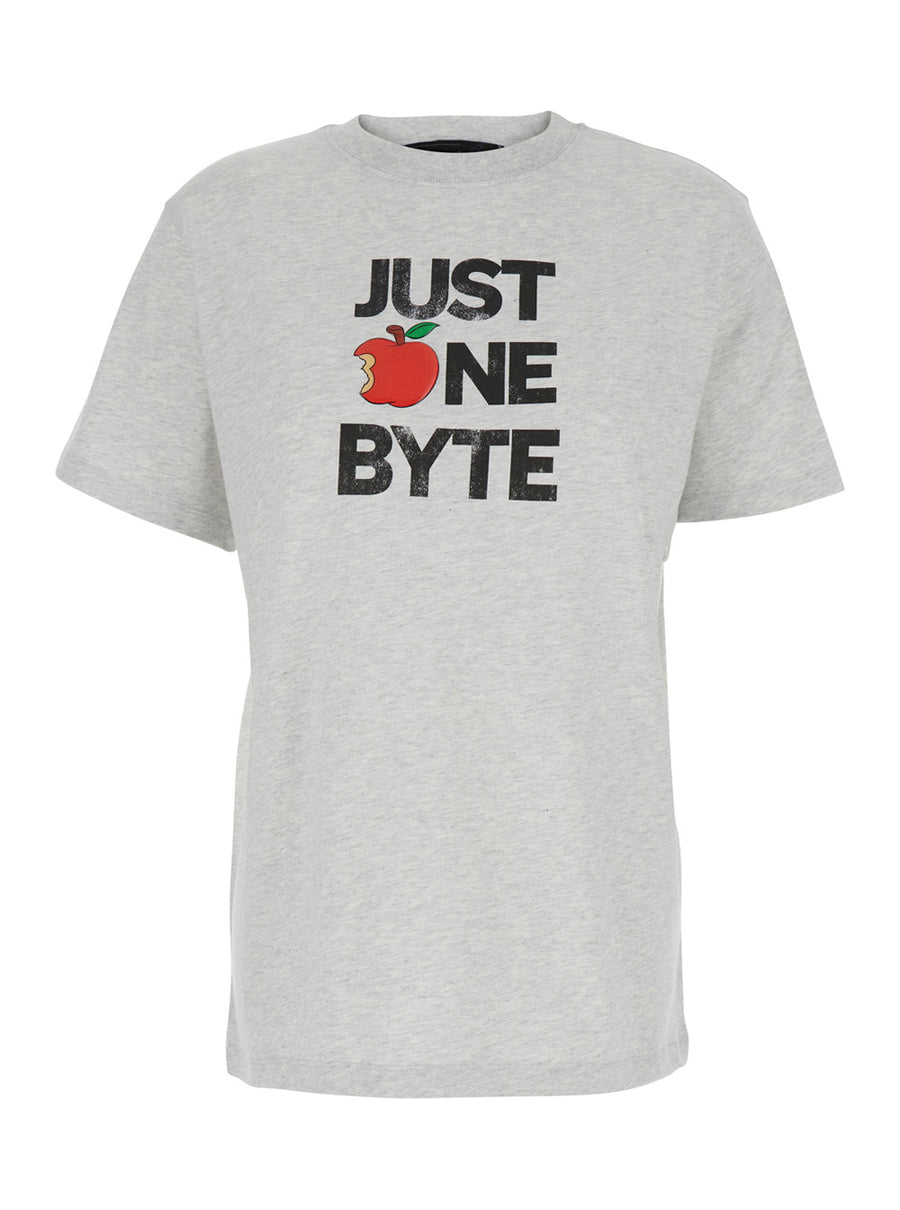 Grey Crew Neck T-Shirt With Front Print Organic Cotton T-shirts & Jerseys