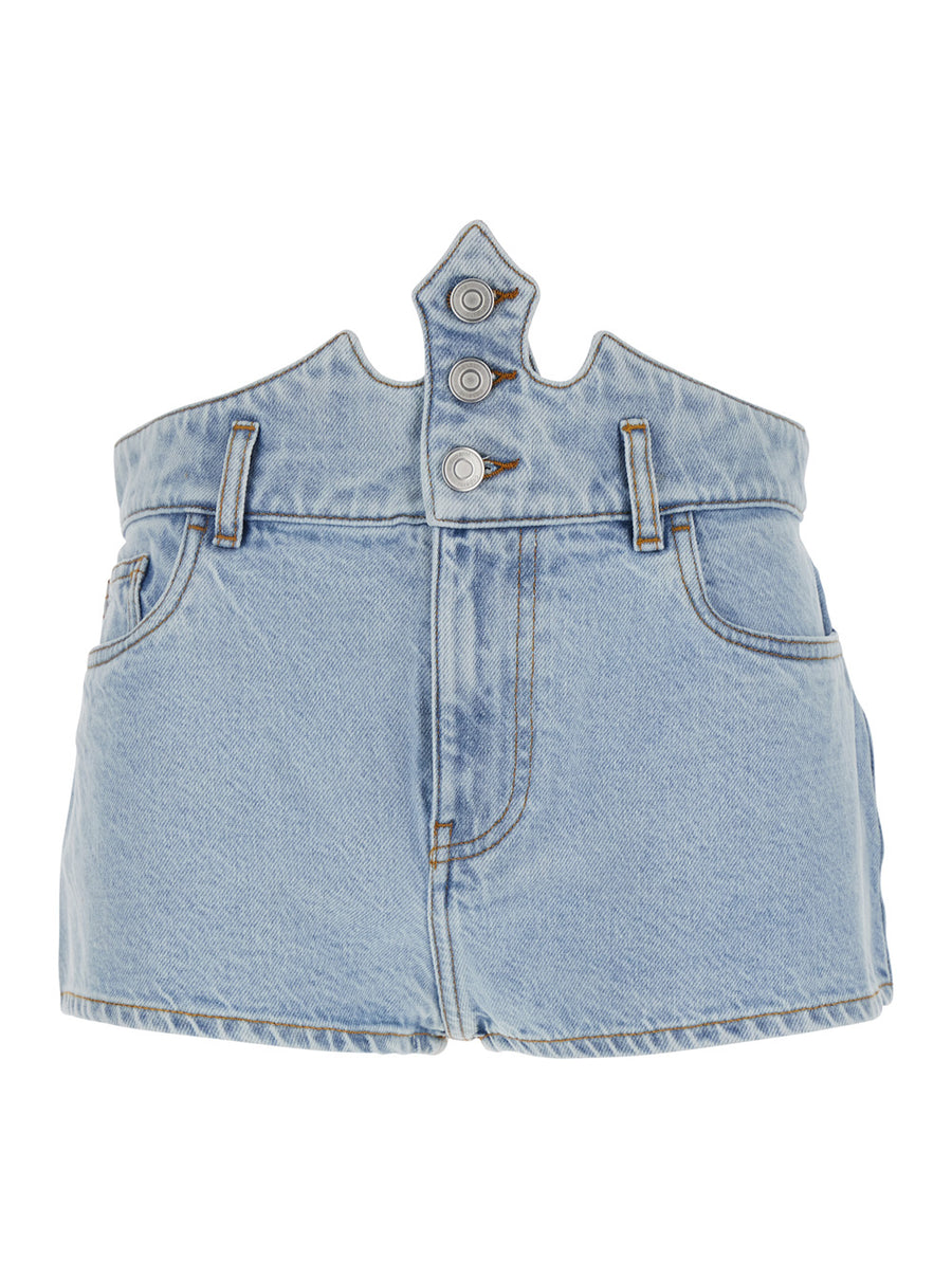 Shorts Crown-Shaped Design Light Blue Organic Cotton