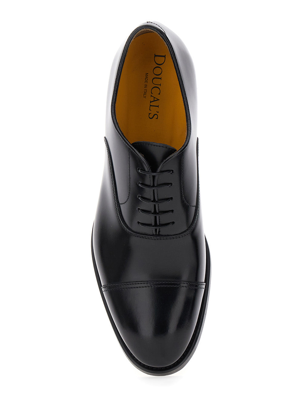 Black Oxford Shoes With Five Holes Smooth Leather Man Calf Lace