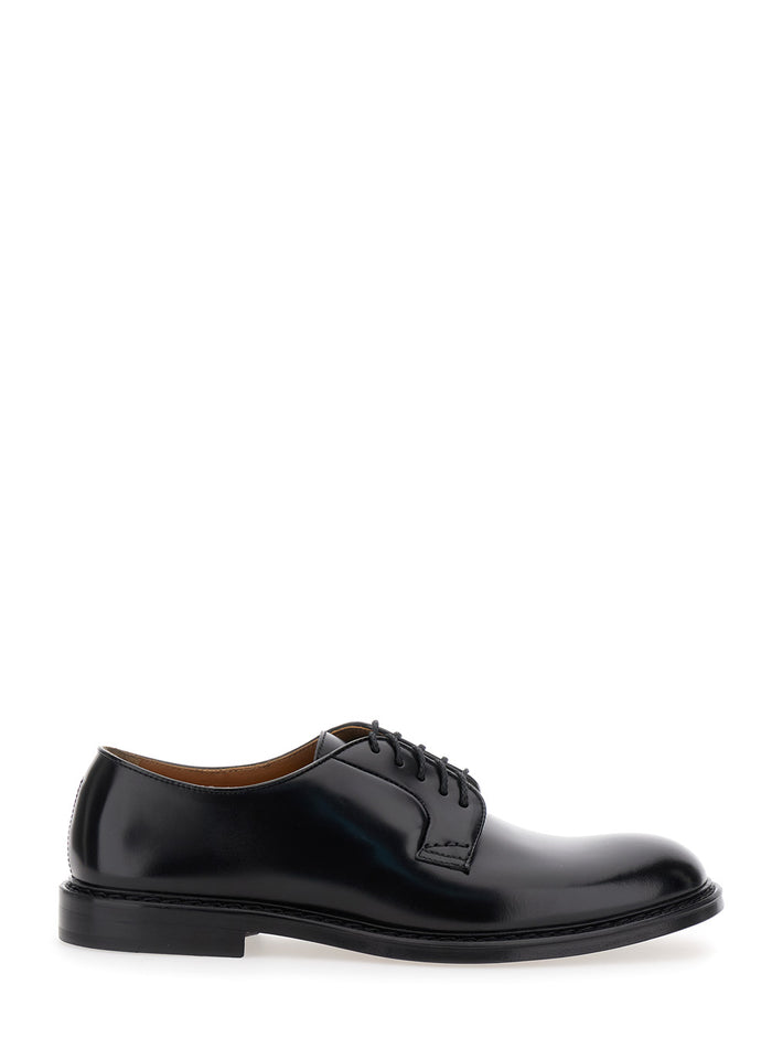 Black Phoneix Shoes With Five Holes Brushed Leather Man Calf Lace