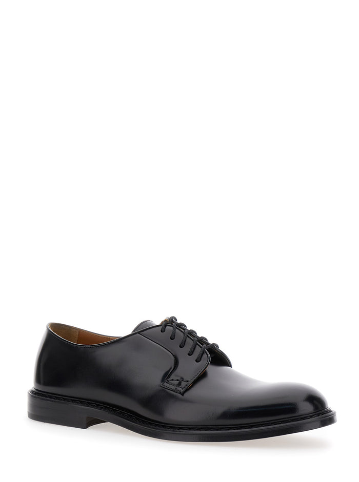 Black Phoneix Shoes With Five Holes Brushed Leather Man Calf Lace
