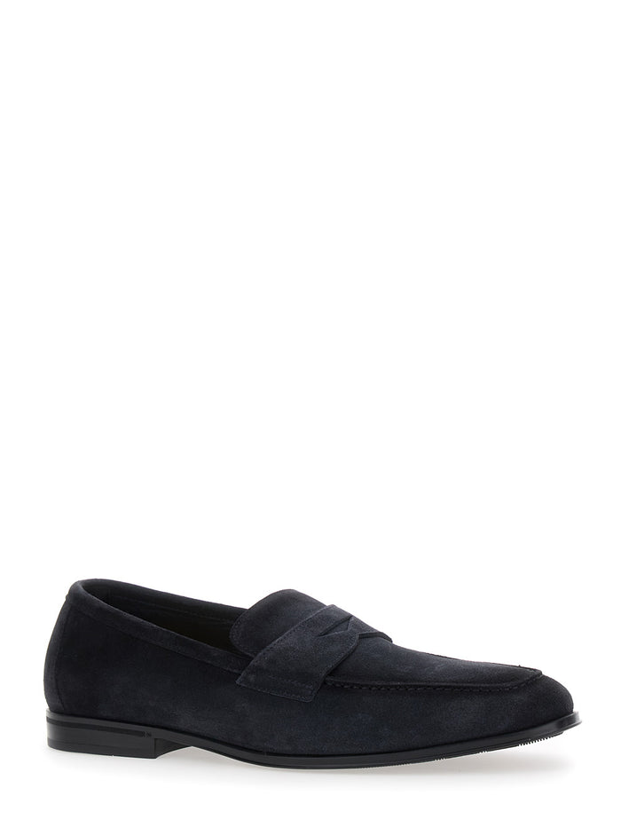 Nottingham Black Slip-On Loafers Leather Man Blu Calf