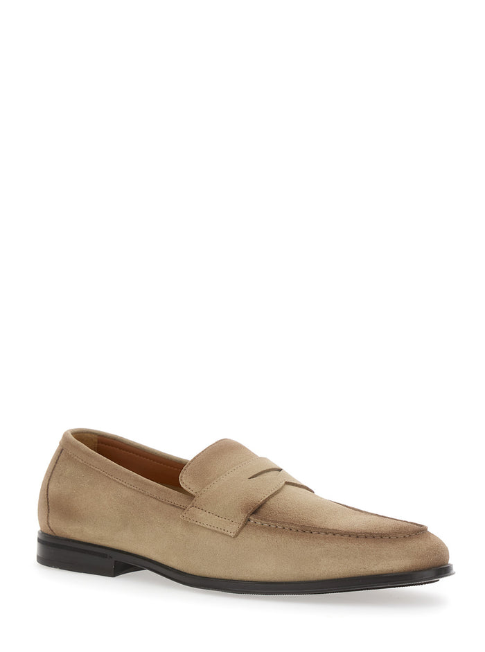 Nottingham Beige Slip-On Loafers Leather Man Calf