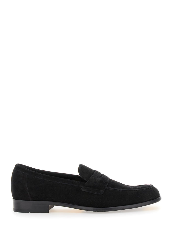 Standford Black Slip-On Loafers Leather Man Calf