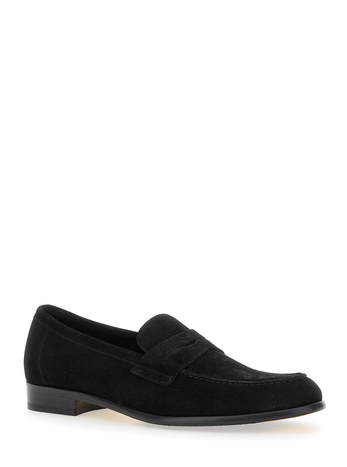 Standford Black Slip-On Loafers Leather Man Calf