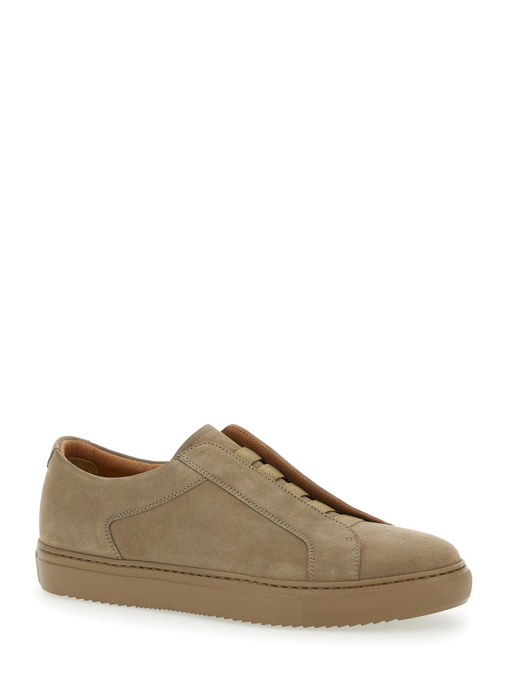 Roger Beige Slip-On Sneakers Suede Man Calf