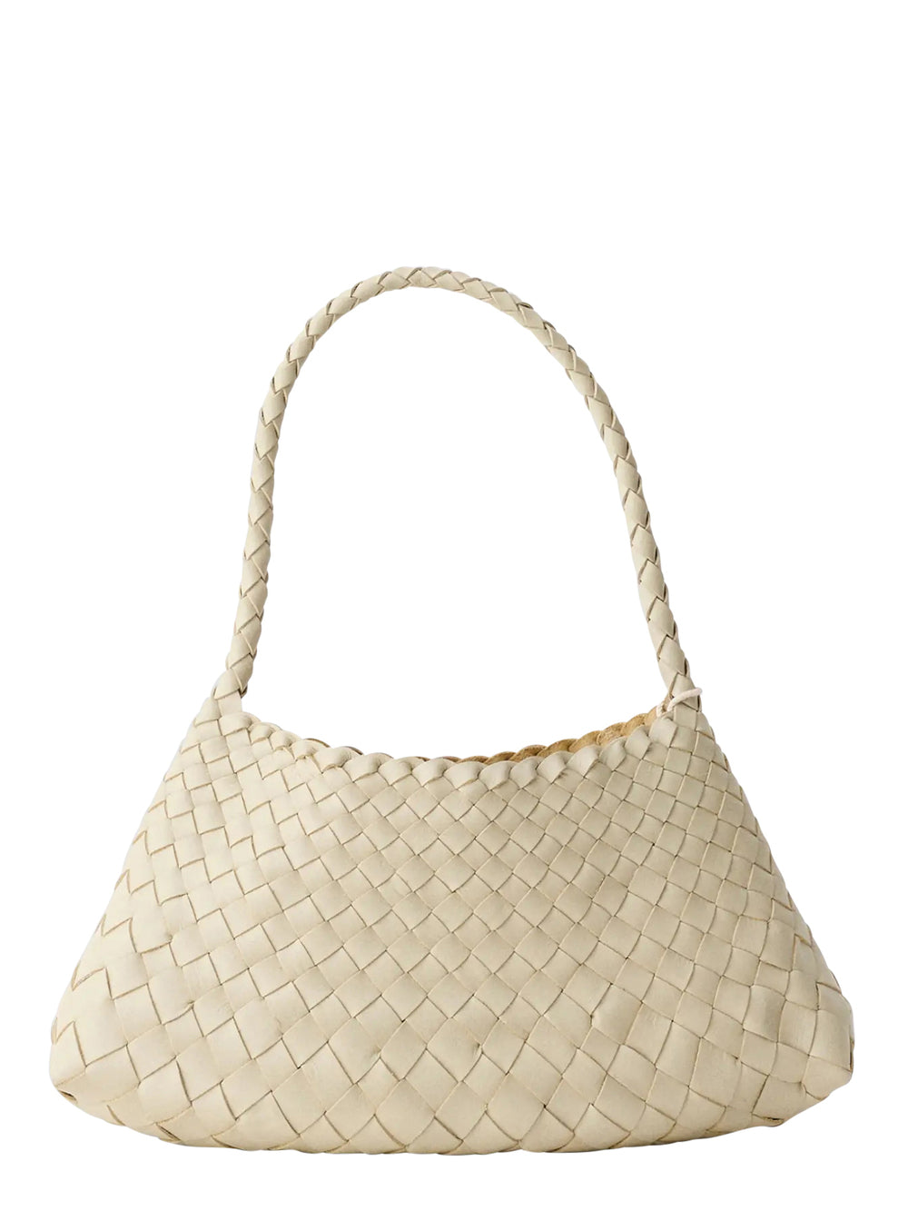 Rossana White Mini Shoulder Bag With Top Handle And Interwoven Design Leather Woman