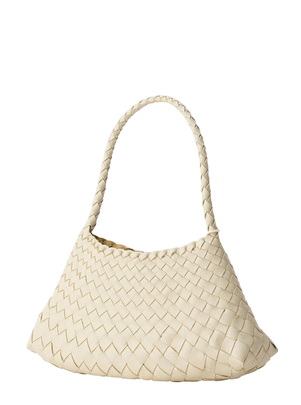 Rossana White Mini Shoulder Bag With Top Handle And Interwoven Design Leather Woman