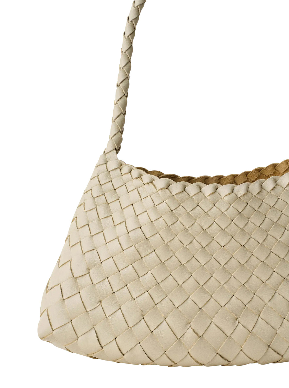 Rossana White Mini Shoulder Bag With Top Handle And Interwoven Design Leather Woman