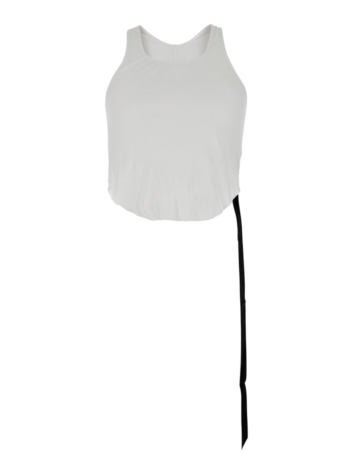 White Racerback Top With Oversize Band Cotton Man Tops