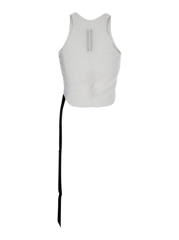 White Racerback Top With Oversize Band Cotton Man Tops
