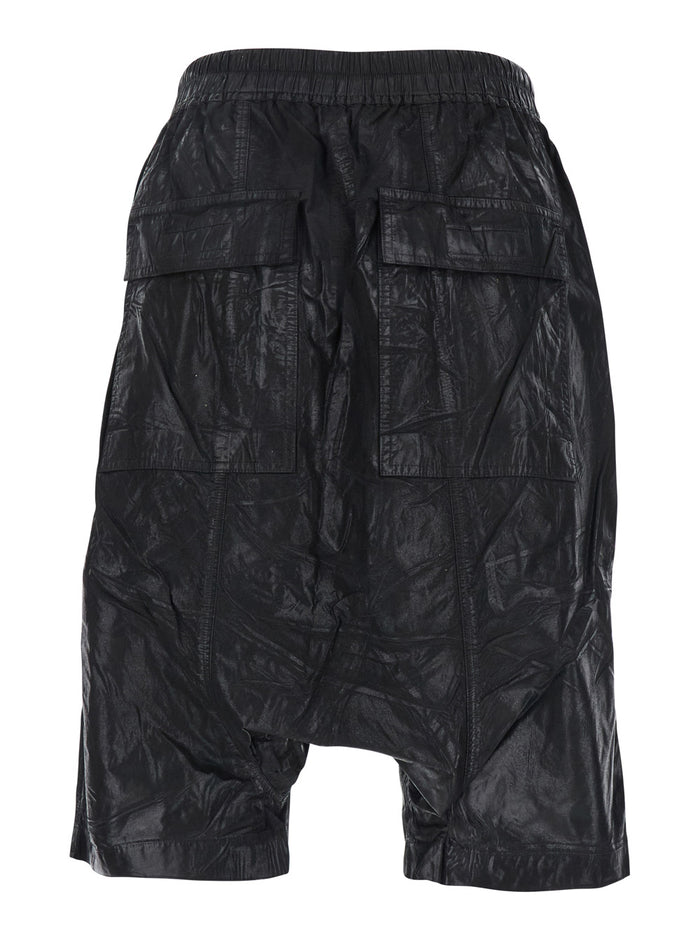 Drawstring Pods Black Pants With Drop Crotch And Elastic Waist Cotton Man Trousers