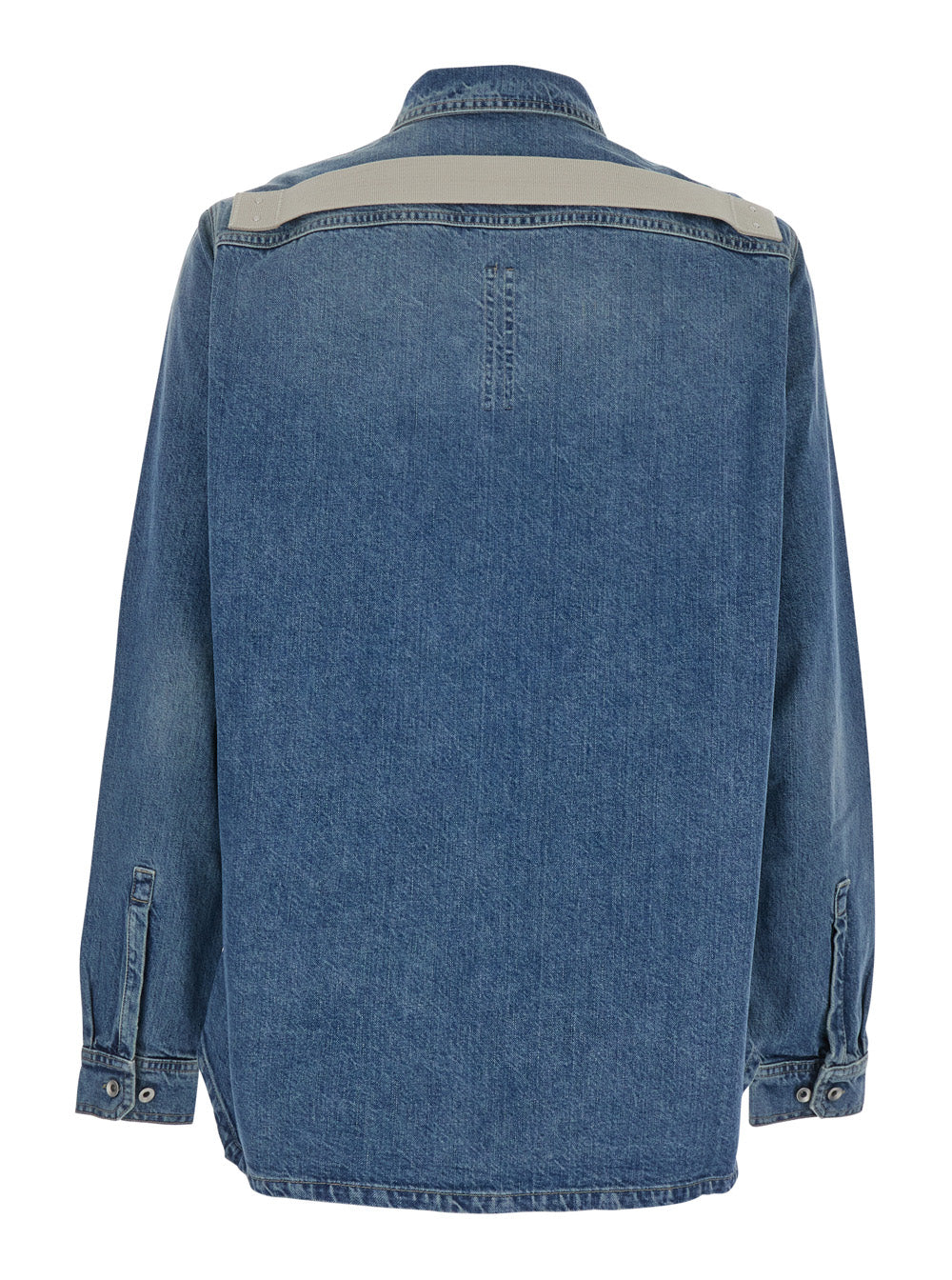Blue Shirt With Classic Collar And Applied Chest Pockets Denim Man Blu Cotton Blouses