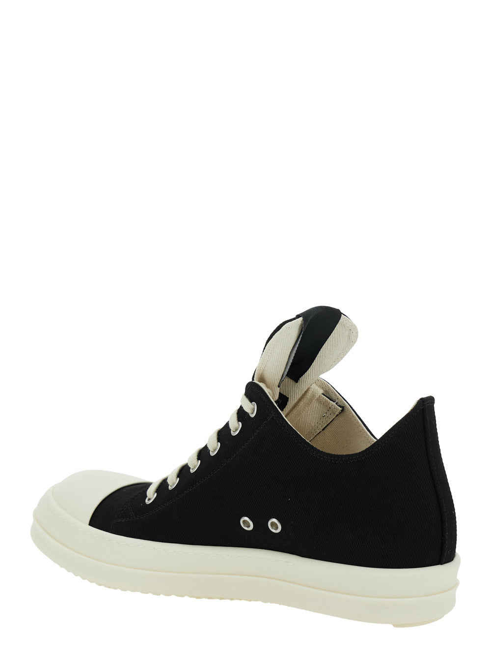 Black Low Top Sneakers With Logo On The Tongue Denim Man Cotton