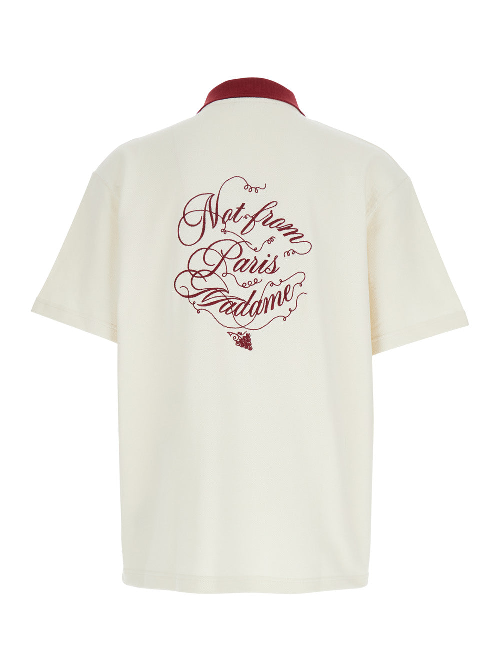 Beige Shirt With Embroidered Slogan On Front And Back Cotton Man Blouses