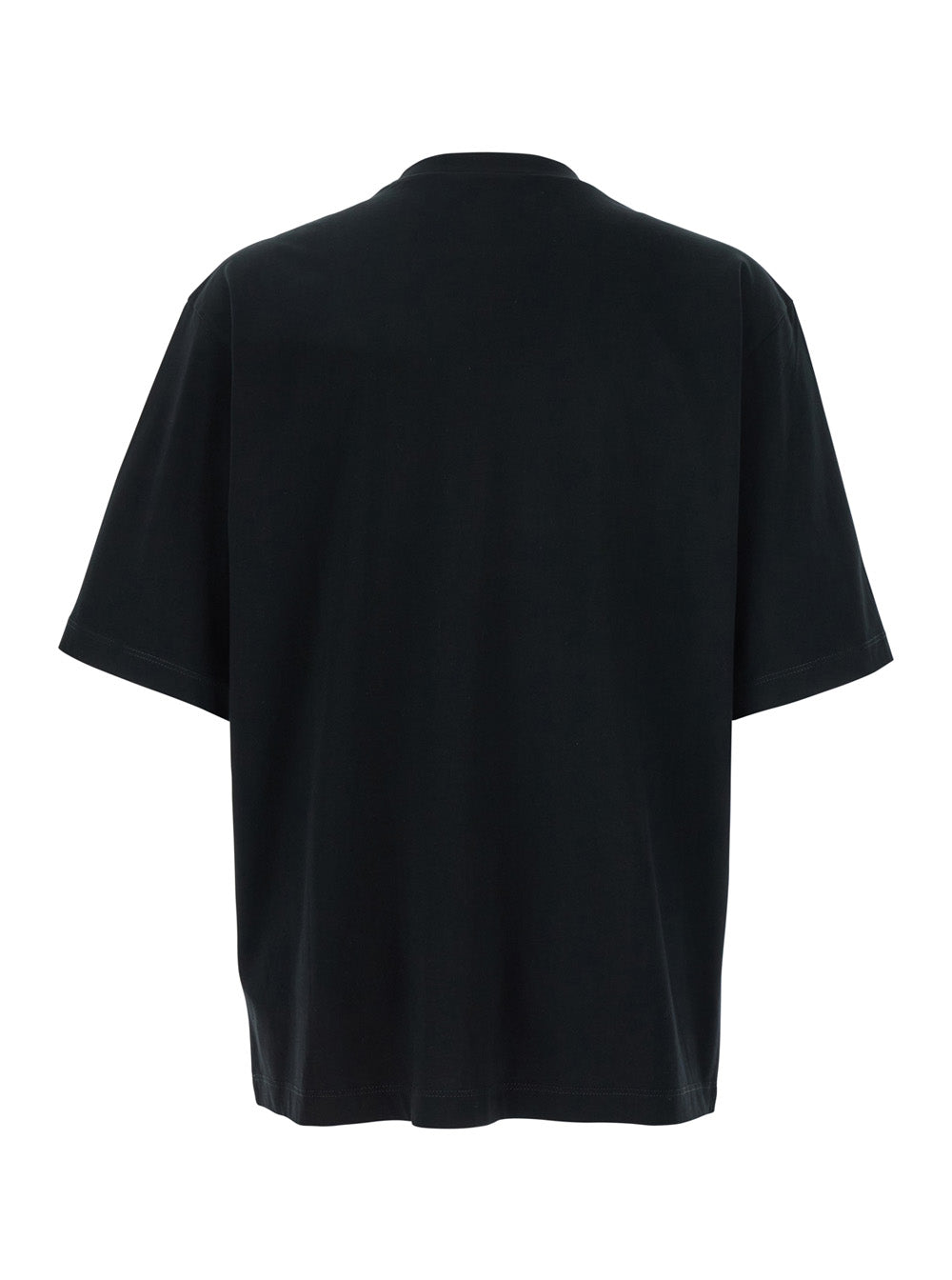 Black Crewneck T-Shirt with Print on the Front in Cotton Man Tshirts And Polo Shirts