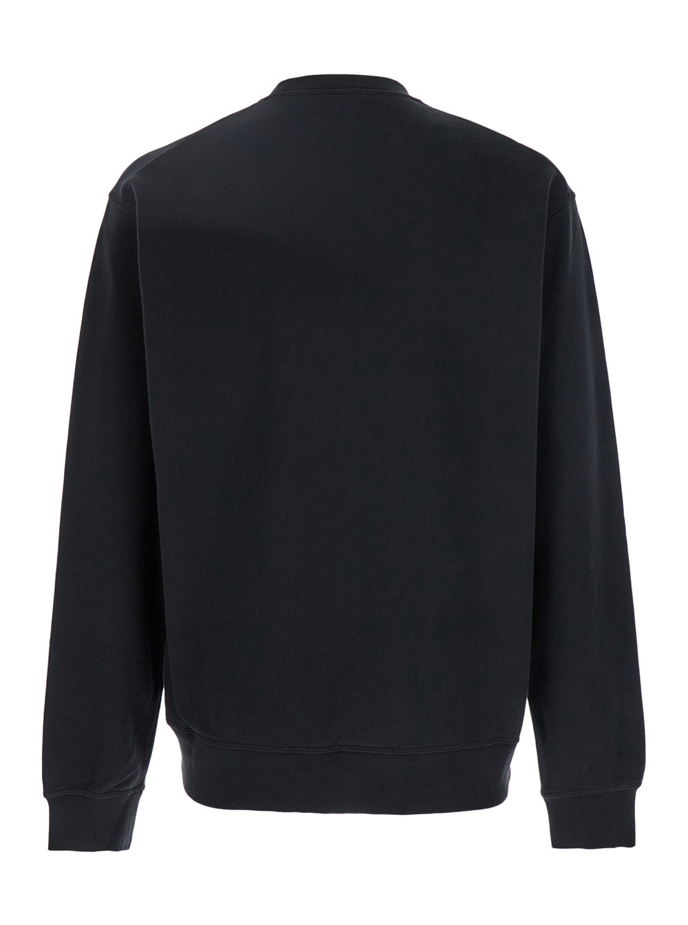 Black Crewneck Sweatshirt With Logo Lettering On The Front Cotton Man Sweatshirts