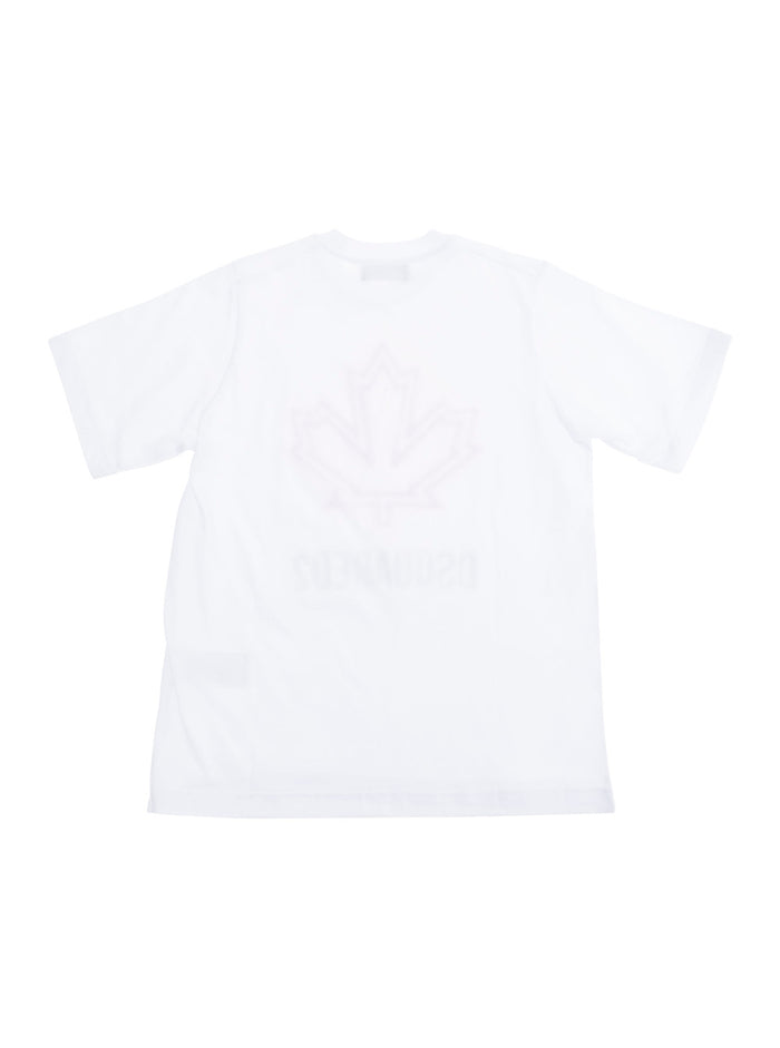 White Crewneck T-Shirt With Maxi Logo Print On The Front Cotton Boy Tshirts And Polo Shirts