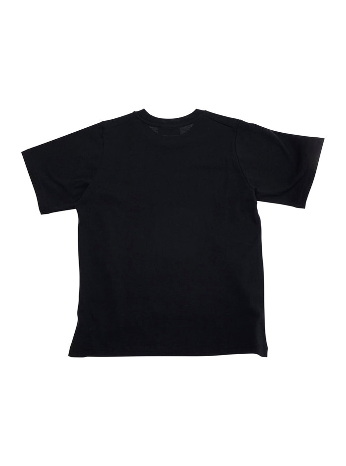 Black Crewneck T-Shirt with Logo Lettering on the Front in Cotton Boy Tshirts And Polo Shirts