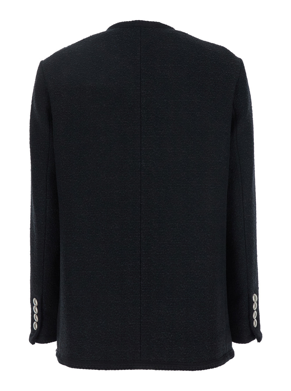 Black Oversize Collarless Jacket Cotton Blend Woman Blazers