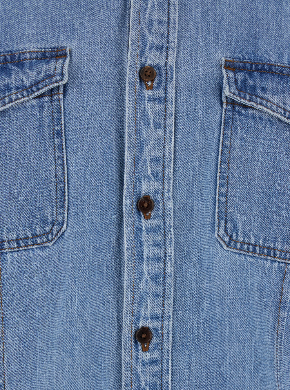 Blue Jacket with Patch Pockets on the Chest in Denim Man Light Cotton Outerwear