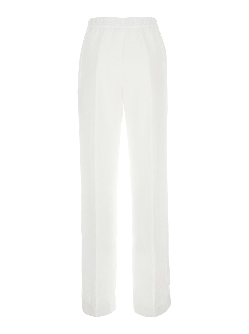 White Pants With Elastic Waist Linen Woman Trousers