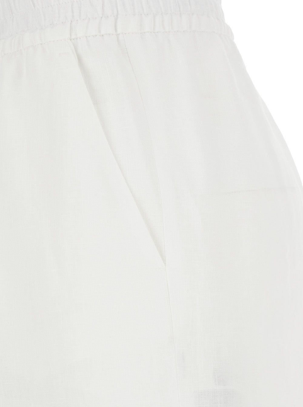 White Pants With Elastic Waist Linen Woman Trousers
