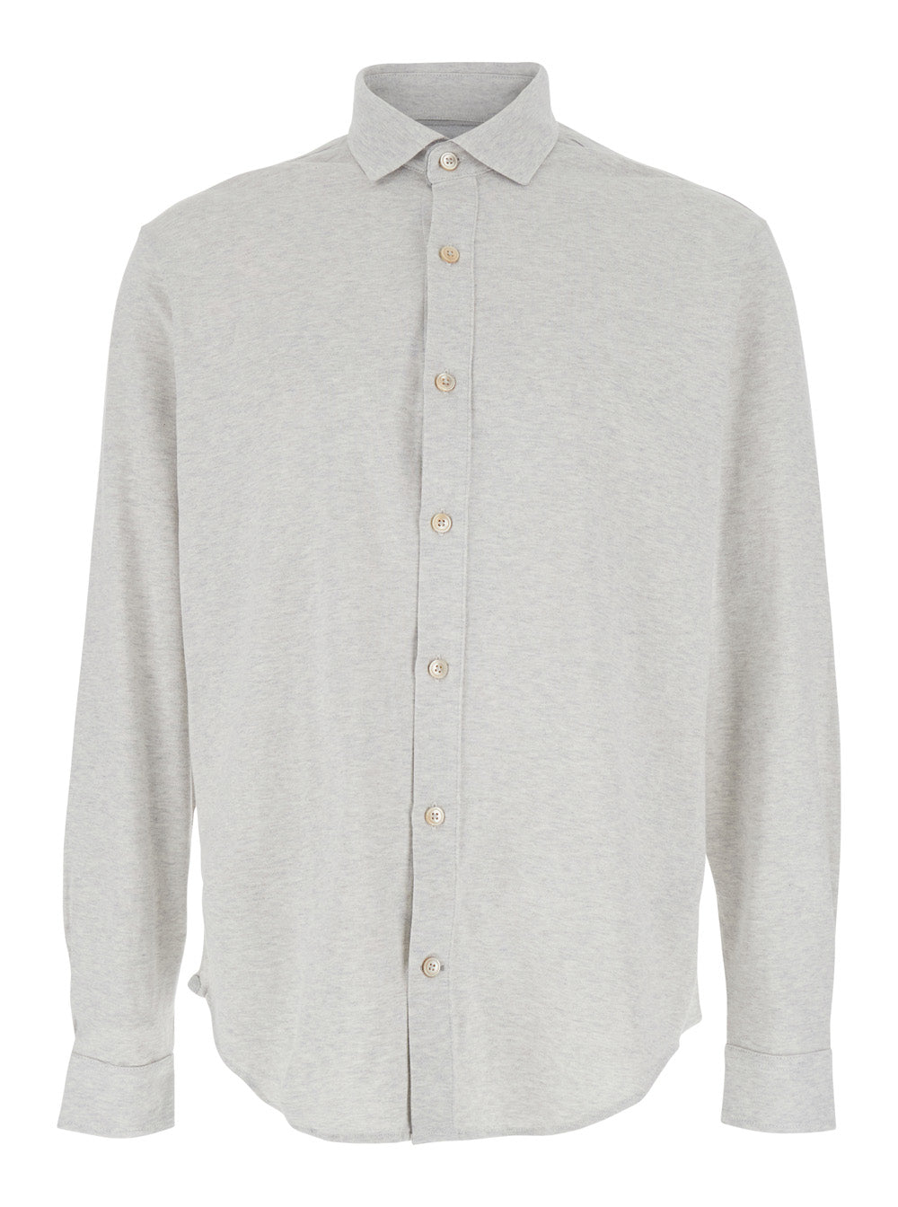 Grey Shirt with Classic Collar in Cotton Man And Blouses