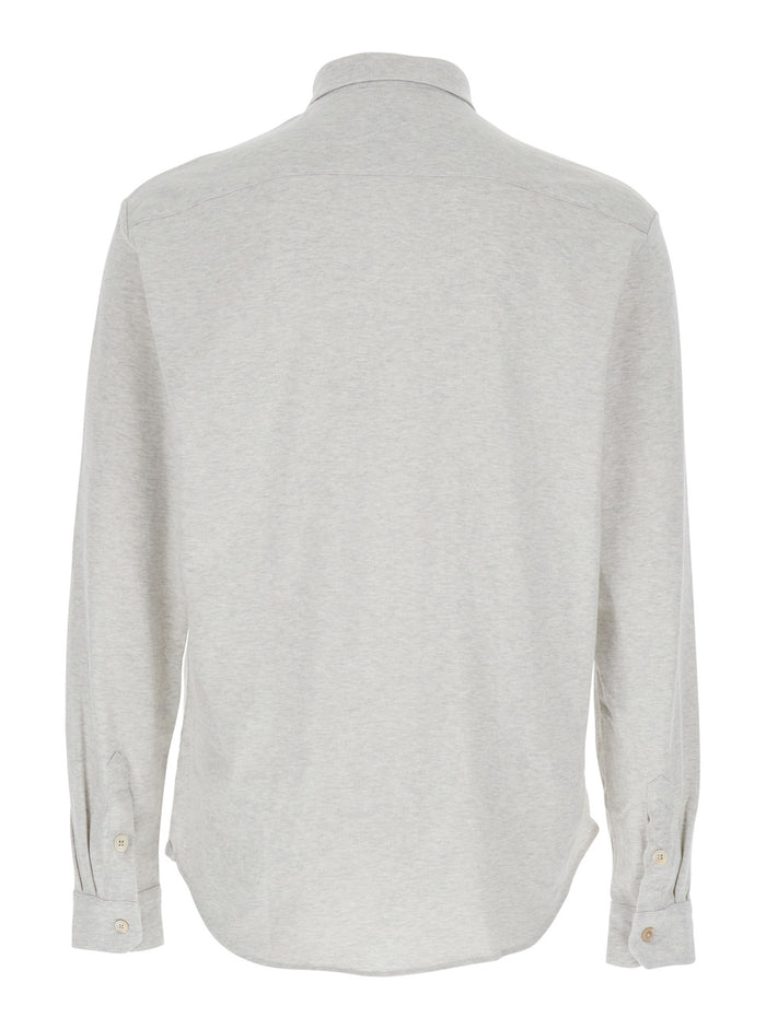 Grey Shirt with Classic Collar in Cotton Man And Blouses