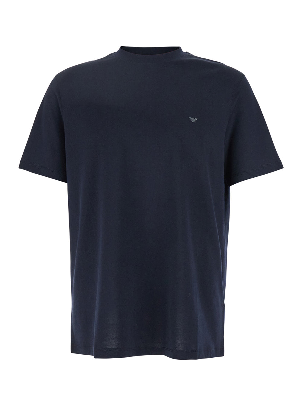 Blue T-Shirt With Logo Embroidered On The Front Cotton Man Blu Tshirts And Polo Shirts