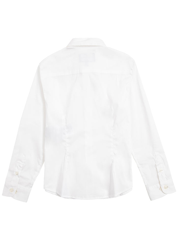 White Cotton Poplin Shirt Polyester Elastane And Blouses