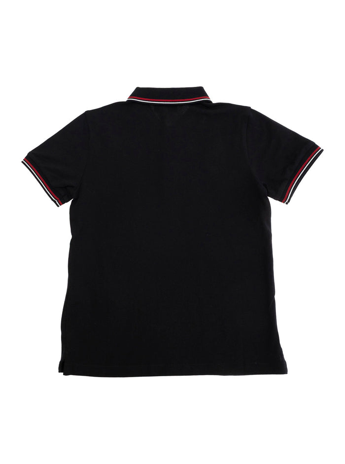 Black Polo Shirt With Classic Collar And Logo Embroidery On The Front Cotton Blend Boy Tshirts