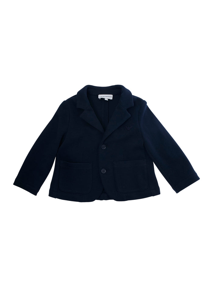 Dark Blue Jacket With Classic Lapels Cotton Baby Blu Polyester Blazers