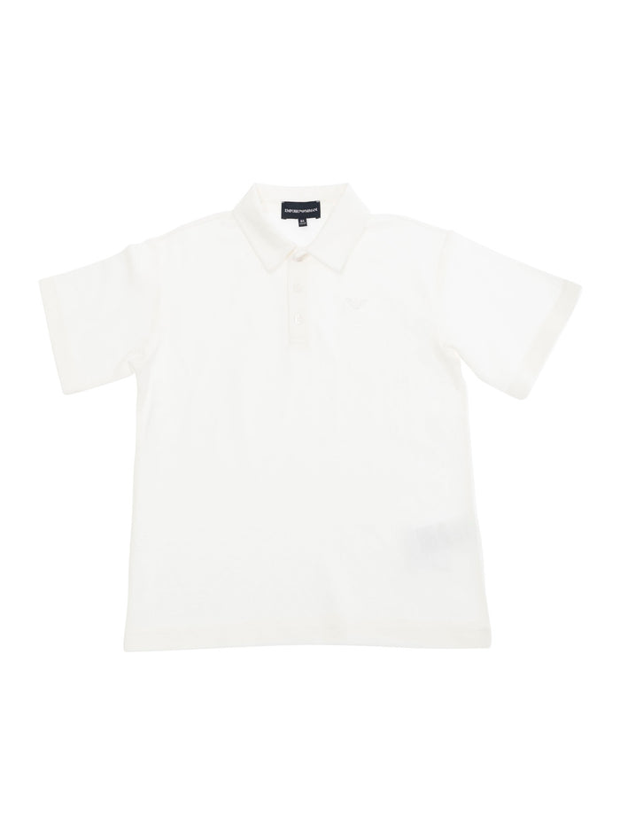 White Polo Shirt With Classic Collar And Tonal Logo Embroidery On The Front Cotton Boy Tshirts