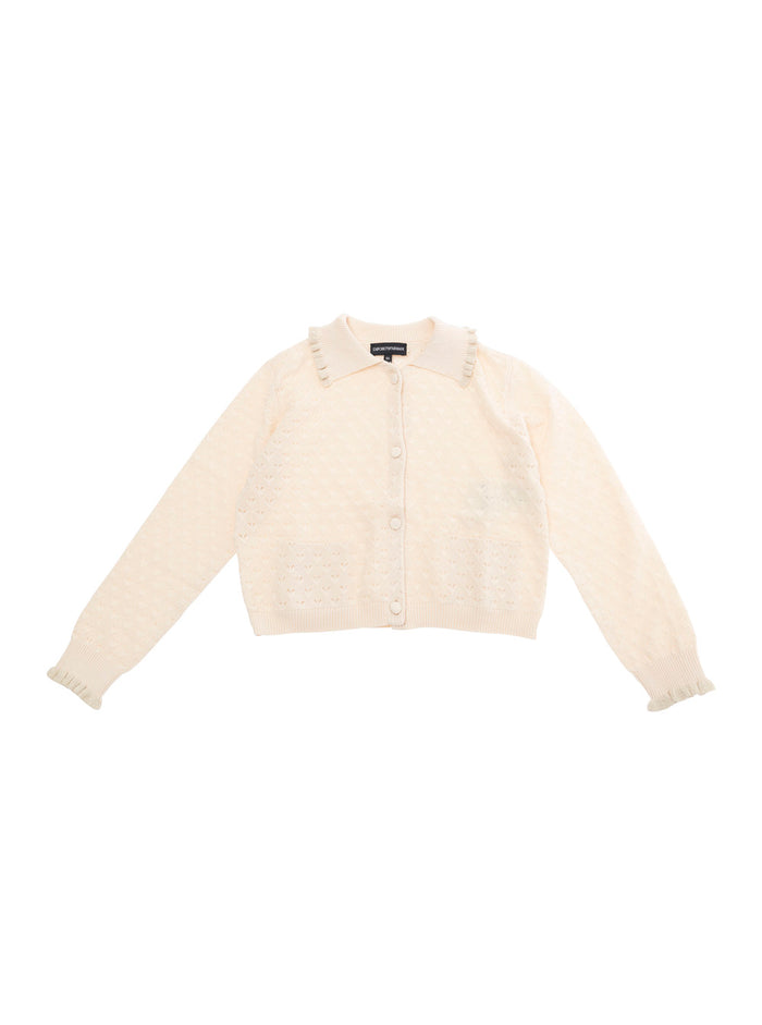 Beige Sweatshirt With Spread Collar Cotton Girl Jersey