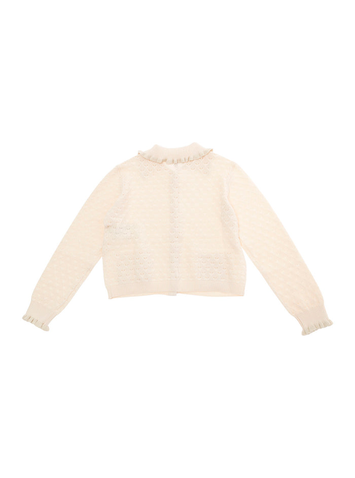 Beige Sweatshirt With Spread Collar Cotton Girl Jersey