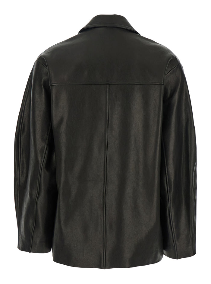 Mac Black Jacket With Notched Revers And Dropped Shoulders Leather Woman Sheepskin