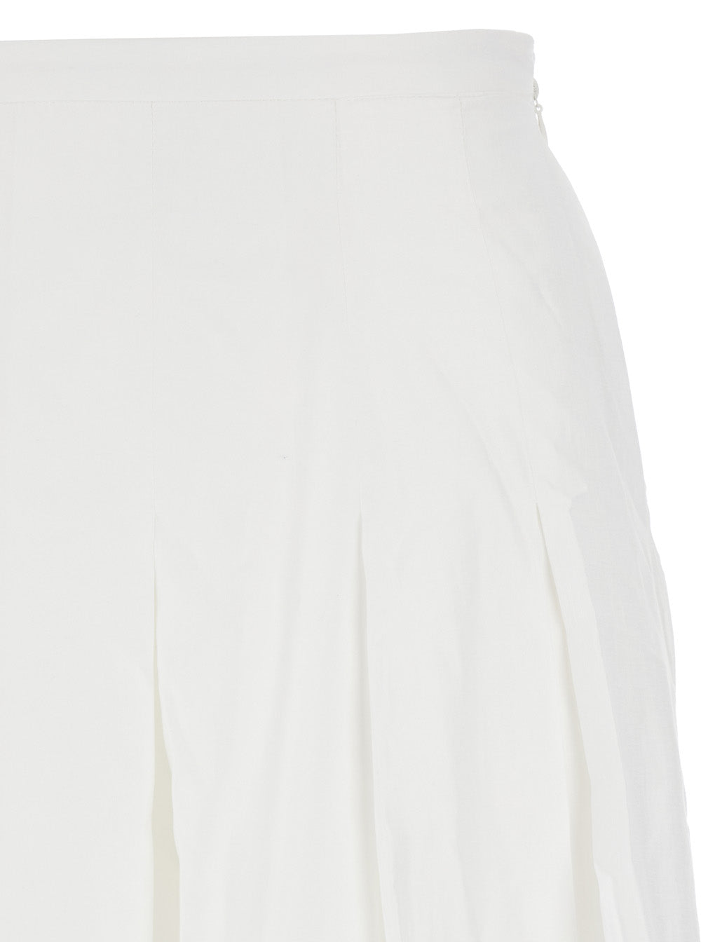 White Skirt with Balloon Design and Pleated Details in Viscose Woman Polyester