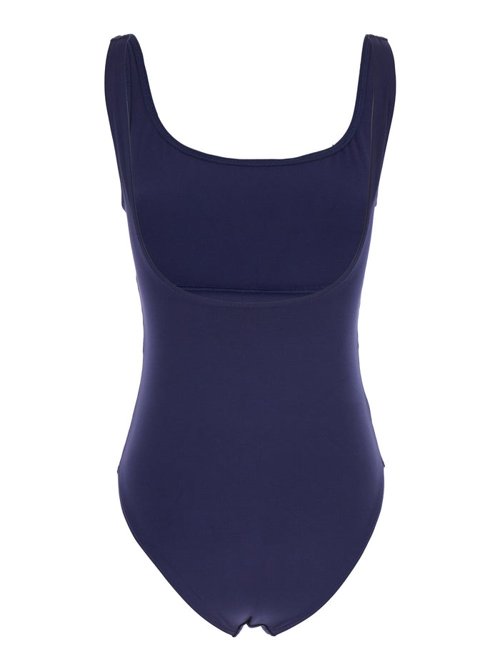 Asia Blue Swimsuit With Scoop Neck And Striped Detail Tech Fabric Stretch Woman Blu Polyamide Spandex Beachwear